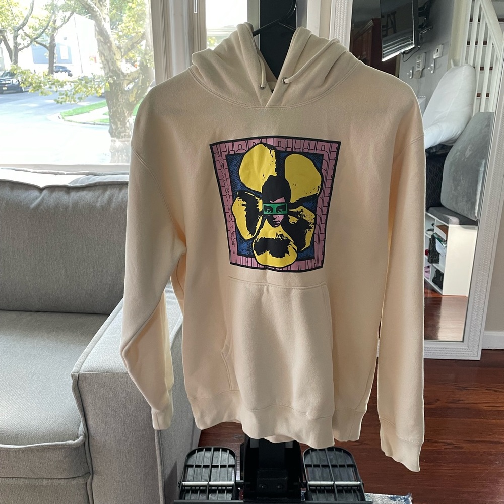 💥 Accepting offers on NWT Obey Hooded Graphic Sweatshirt in Cream Men’s Sz S - Picture 3 of 6